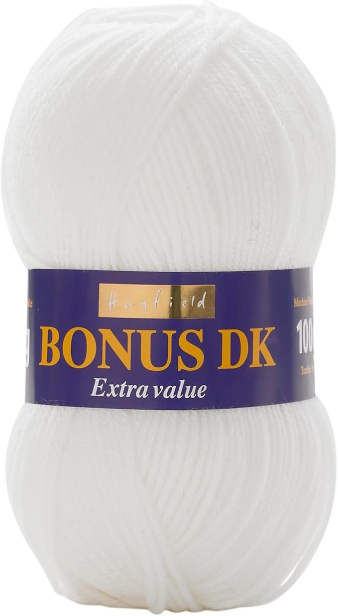 Sirdar Hayfield Bonus DK Double Knitting, White (961), 100g 5 Sirdar Hayfield Bonus DK Double Knitting, White (961), 100g