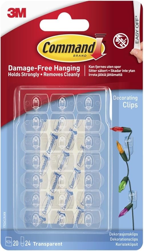 Command Decorating Clips, Pack of 20 Mini Hooks and 24 Small Strips 9 Command Decorating Clips, Pack of 20 Mini Hooks and 24 Small Strips
